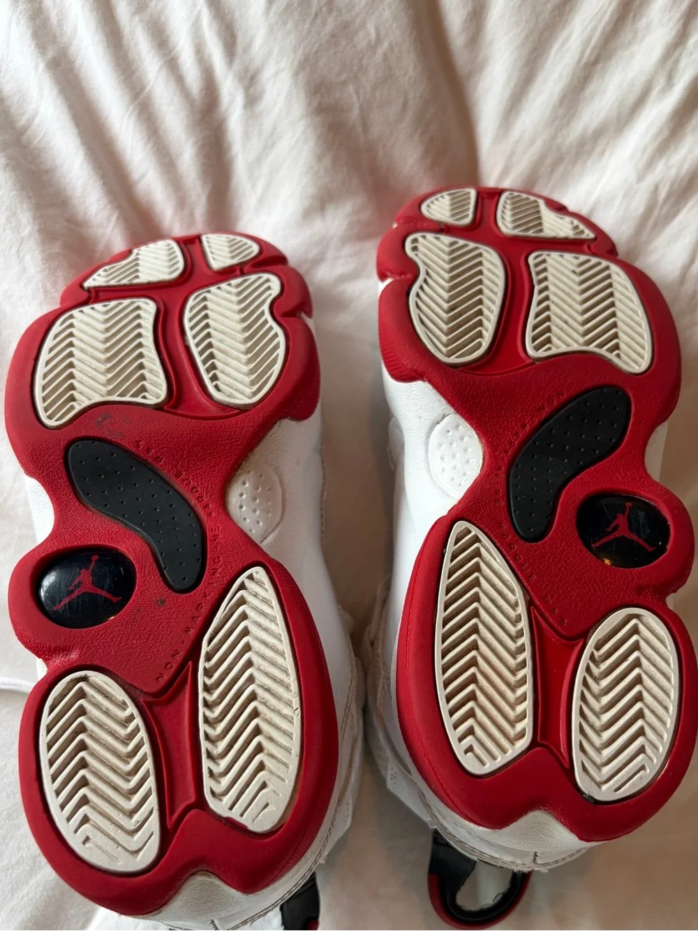 Jordan Kids White and Red 6 Rings Sneakers